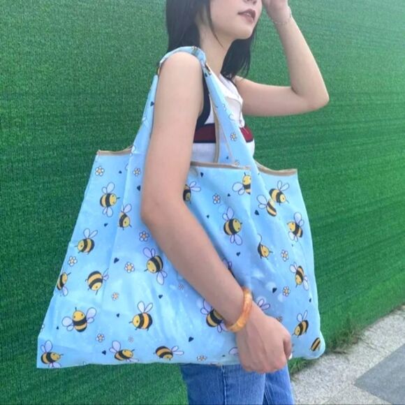 HONEY Bee foldable collapsible shopping bag tote compact pollinators - Picture 2 of 3